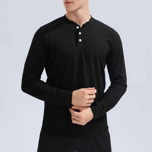 เสื้อผู้ชายจาก Henley เสื้อแขนสั้นเข้ารูปผ้าฝ้ายระบายอากาศได้ดีทันสมัยสำหรับฤดูร้อนและชุดลำลอง - Product Image 2