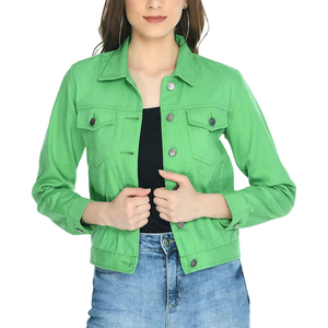 Nuevo estilo de botón de peso pesado de piel sintética de manga larga de las mujeres Jeans Jacket Fashion Factory Outlet Best Wear Mujeres Denim Ripped Jacket - Product Image 1