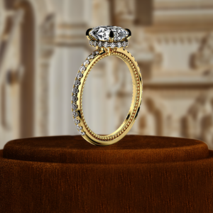 Anillo de Bodas de compromiso cristiano clásico de oro de 14 quilates certificado IGI 1,0 CT F/VS2 Lab Grown Oval Cut Diamond Hidden Halo Regalos - Product Image 2