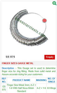 เครื่องวัดขนาดนิ้วโลหะ GS 875เครื่องมือเครื่องประดับที่จำเป็นสำหรับการประดิษฐ์อัญมณี - Product Image 2