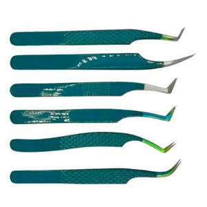 Ensemble de pinces à cils multicolores 6 pièces pour l'extension des cils Isolation du volume chaud Acier inoxydable avec bouts pointus - Product Image 1