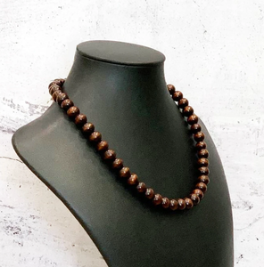 Wood Bead <b>Necklace</b> 10mm, Mens Wood <b>Necklace</b>, <b>Small</b> Bead Wood <b>Necklace</b> Fringe Beaded Bandana - Product Image 2