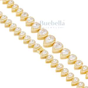 Venta caliente 925 Plata 14K Chapado en Oro 16mm Cadena DE TENIS cortada en pera para hombres Collares de moissanita Premium - Product Image 3