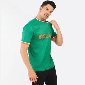 Para camiseta de entrenamiento de fútbol, camiseta de día de entrenamiento, tela transpirable de poliéster 100% de alta calidad, conjuntos de uniformes de fútbol irlandés, Parte delantera corta - Product Image 3