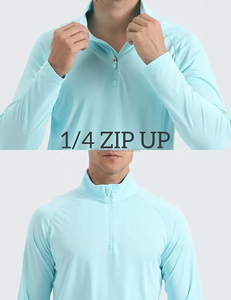 เสื้อโปโลผู้ชายมีซิปรูด50 + 1/4เสื้อโปโลแห้งเร็วเสื้อเชิ๊ตแขนยาวแบบสวมหัว - Product Image 5