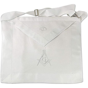 Premium Lambskin Masonic Master Mason White Embroidered <b>Apron</b> White Ribbon Handcrafted - Product Image 1