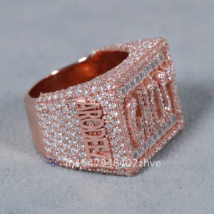 Baguette personalizado con letras y corte redondo, anillo de Hip Hop de Plata de Ley 925 con diamante cultivado en laboratorio, certificado IGI - Product Image 2