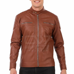 Venta al por mayor chaqueta de cuero de tamaño personalizado para uso en exteriores chaqueta de invierno de cuero genuino para hombres - Product Image 1