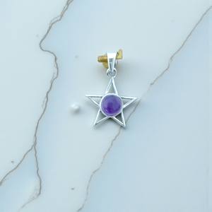 Pendentif en argent améthyste au design unique et bijoux en argent estampé 925 en gros, pendentifs en argent au design étoile - Product Image 2