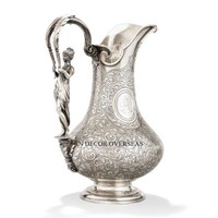 Pichet à thé et à bière en verre transparent à texture martelée avec couvercle supérieur et poignée de concepteur de feuilles plaquées or