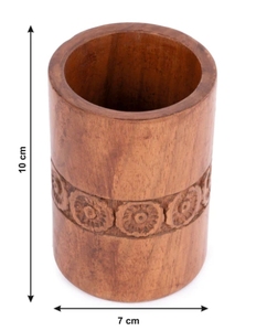 Walnut wood carved <b>Pen</b> / Pencil <b>Holder</b> 4 inches Wooden Desktop Pencil Cup Office Supplies Organizer Caddy Stand - Product Image 4