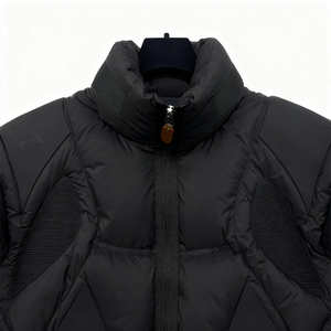 Veste matelassée en toile à col montant pour homme, taille plus, couleur unie, avec logo sur le devant, personnalisable, décontractée - Product Image 3