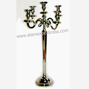 Bougeoir en aluminium avec 5 bras couleur argent Bougeoir au design unique pour la décoration de mariage et de festival Design personnalisé - Product Image 4