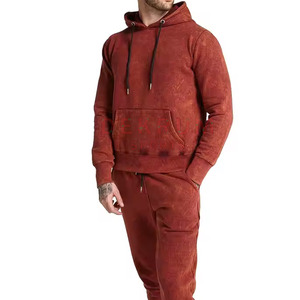 ชุดวอร์มผ้าฝ้ายแท้ 100% ล้างสีแบบแอซิดวอชสำหรับผู้ชาย ไซส์พลัส สีสั่งทำได้ ดีไซน์ใหม่สำหรับฤดูหนาว - Product Image 1