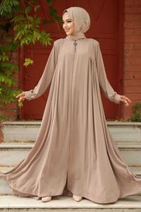 Abaya tendance pour femme, brodée, à manches plissées, col bateau, longueur ras du sol, en tissu doux, séchage rapide, respirante, légère, pour le quotidien et le bureau - Product Image 2