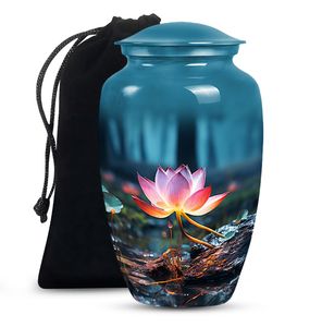 Urna Funeraria para Cenizas Humanas Adultas con Diseño de Flor de Lis, Gran Capacidad, Estilo Europeo Americano, Ecológica, Personalizable, 220 Pulgadas Cúbicas - Product Image 4