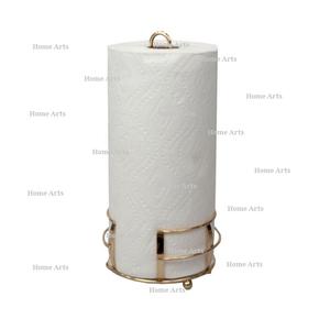 Soporte de papel tisú de Metal y madera Diseño de tendencia Soporte de pañuelos de forma redonda para uso de decoración de mesa de comedor - Product Image 2