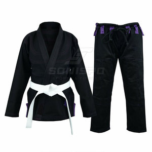 Ensemble de Kimono BJJ Noir avec Ceinture Blanche en Coton Durable pour Adultes Unisexe – Tenue de Sport de Combat Légère, Séchage Rapide et Respirante - Product Image 2