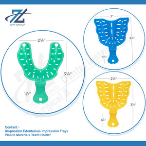 Bandejas de impresión Edentulous desechables Manual 3 tamaños Bandejas de impresión dental de plástico Soporte de dientes A + Grado Certificado CE - Product Image 4
