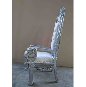 Francés antiguo tallado madera maciza elefante rey respaldo alto trono silla copetudo tela de cuero sintético para el hogar muebles Hotel - Product Image 3