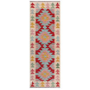 Alfombra Kilim de Maimana, Afganistán, 203 x 73 cm, Alfombra Tradicional Afgana - Product Image 1