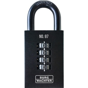 Burg-Wachter Numero 97 Combination Padlock 50mm Cast Iron Lock Body with 4 Number <b>Rollers</b> for Storage Lockers - Product Image 1