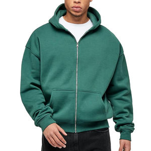 2025 <b>Men</b> Autumn Winter Zipper Color Fashion Hooded Long Sleeve Fleece Hoodies Heavy Weight Plain <b>Hoodie</b> - Product Image 5