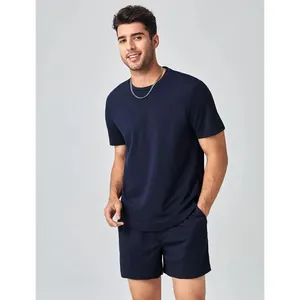 여름 컬렉션 네이비 블루 T-셔츠와 바지 남성 여름 T 셔츠 반바지 트랙 정장 세트