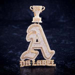 Colgante con Inicial Personalizada, Plata de Ley 925 con Moissanita, Estilo Hip Hop, Certificado GIA, Joyería Fina - Product Image 6