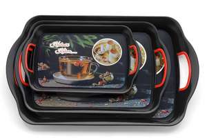 Ensemble de plateaux de service polyvalents de qualité supérieure plateau en plastique léger et durable pour la cuisine, la salle à manger, l'hôtel restaurant, le thé, le café et les collations - Product Image 3