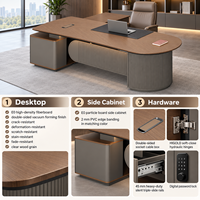 Bureau de direction moderne avec design incurvé et armoire de rangement pour un espace de travail professionnel haut de gamme