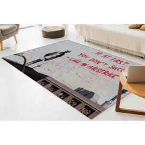 Alfombra con Diseño de Grafiti de Banksy: "Llama a un Ataque Aéreo", Alfombra Decorativa Impresa en 3D, con Pelo Suave - Product Image 2