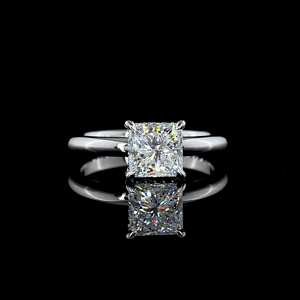 Anillo de Compromiso de Oro Blanco de 14K con Halo Oculto en Forma de Princesa de 1.58 Quilates, Diseño Artesanal de Lujo para Novia - Product Image 3