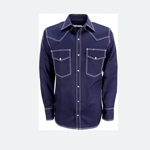 定制耐火Fr男式衬衫100% 棉长袖焊接安全工作衬衫阻燃服装