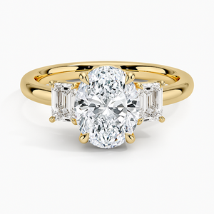 Anillo de diamantes de tres piedras cortado a mano, joyería fina de lujo, anillo de oro Original de 14K con joyería de diamantes de laboratorio certificada para mujer - Product Image 1