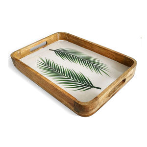 Plateau de service de table rectangulaire en bois imprimé émaillé Fabricant en gros pour l'Inde Nouveau design Plateau de service en bois fait main - Product Image 5