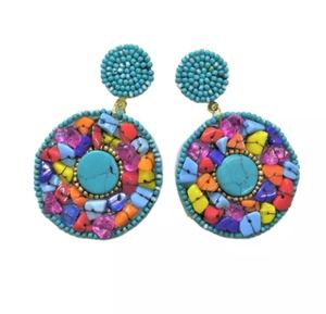 MD HANDICRAFT Classic Lemon Seed Beaded Bordado Huggie Pendientes para mujeres y niñas Slice Felt Style - Product Image 3