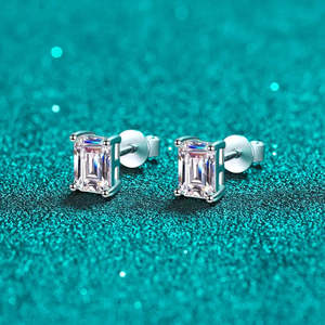 NOVAMART Fine Moissanite <b>Earrings</b> 0.5ct <b>Emerald</b> Whisper <b>Stud</b> <b>Earrings</b>-Single Piece Wholesale Export - Product Image 4