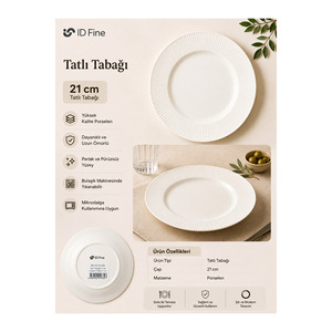 Assiette à dessert en porcelaine faite à la main 21 cm, durable, pour servir le gâteau de mariage - Product Image 1
