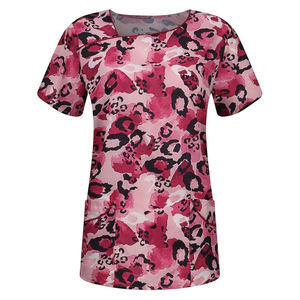 Wholesale Customized Women <b>Hospital</b> <b>Uniform</b> Nursing Figs Scrub Set Turn-down Collar With White Piping Healthcare Nurse Tunic Top - Product Image 1