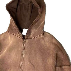 2024 Premium 100% Cotton Jogger Sets Custom Logo Acid Wash Track Suits para hombres Ropa de invierno transpirable con etiqueta privada - Product Image 5