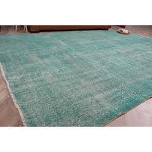 พรมวินเทจขนาด 6.9x10.3 ฟุต พรมตุรกีขนาดใหญ่ พรมลายจุดสีน้ำเงิน - Product Image 1