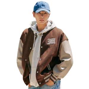 Veste universitaire en laine de haute qualité, conçue sur mesure, avec manches en cuir de vache, veste en laine de style lettreman pour l'hiver, fournisseur de vestes bomber OEM - Product Image 1