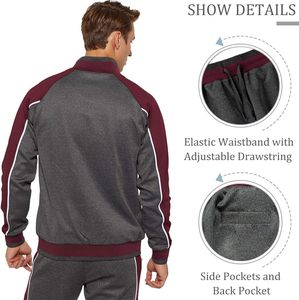 Men Tracksuit Set <b>Full</b>-<b>Zip</b> <b>Sweatshirt</b> Jogger Sweatpants Warm Sports Suit Gym Training Wear - Product Image 4