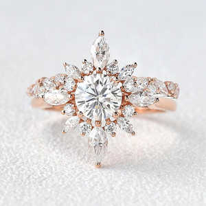925 Silver Classic Cut Floral Vintage Halo Set Moissanite Diamond <b>Pearl</b> Bridal <b>Ring</b> - Product Image 4