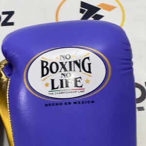 Gants de boxe en cuir véritable à lacets pour l'entraînement, bleu doré, respirants et anti-UV, vente en gros de gants de boxe sportifs - Product Image 2