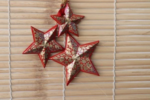 Juego de adornos navideños de estrella de 3 piezas hechos a mano, adornos navideños de papel mache - Product Image 6