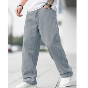 Jeans baggy pour hommes, pantalon en denim de coupe décontractée avec jambe droite ample, tenue décontractée confortable, look vintage élégant, style moderne - Product Image 5