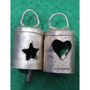 Set of 100 Rustic Iron Metal Tin Vintage <b>Bells</b> 2.5 Height with Star and Heart Cutout <b>Chimes</b> Tin Craft Supplies - Product Image 6