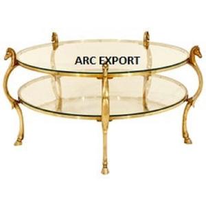 Luxueuse table d'appoint d'intérieur avec support en or et dessus en verre transparent Table d'appoint décorative pour hôtel et maison fournisseurs de gros - Product Image 2